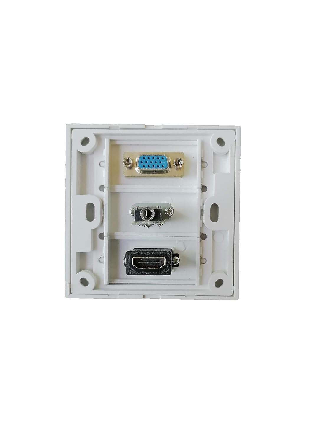 BOXNUBE Multimedia AV Modular Wall Face Plate with HDMI + VGA + AUX Panel Sockets - White BOXNUBE Multimedia AV Modular Wall Face Plate with HDMI + VGA + AUX Panel Sockets - White